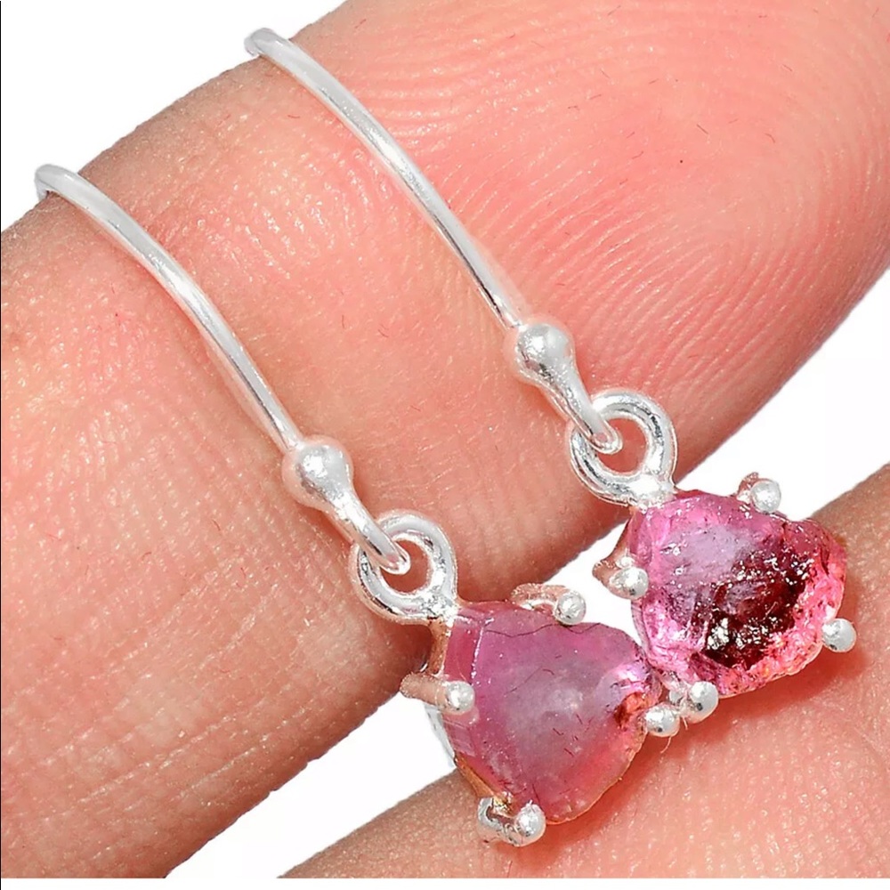 BOUTIQUE WATERMELON TOURMALINE 925 SILVER EARRINGS